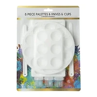 Artist Palettes, Paint Knives & Jars 8-Piece Set