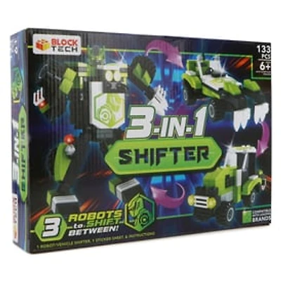 Block Tech® 3-in-1 Shifter Robot-Vehicle Build Set
