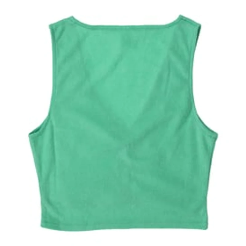 Green Terrycloth V-Neck Tank Top