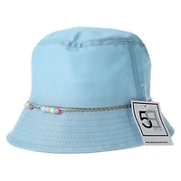 Blue Bucket Hat With Beaded Trim