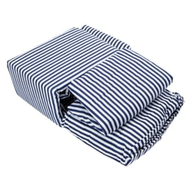 Queen Size 4-Piece Sheet Set - Navy Stripe