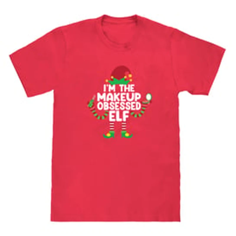 Makeup Obsessed Elf Christmas Graphic Tee