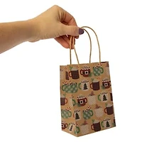 6-Pack Small Holiday Kraft Gift Bags 4.5in x 6.5in