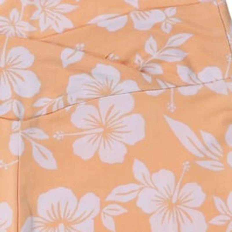 Orange Floral Crossover Bike Shorts