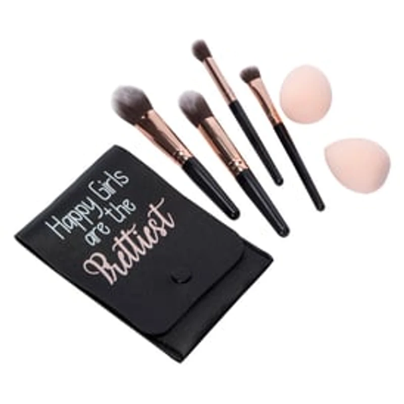 Mini Makeup Brush Travel Set With Pouch 7-Piece