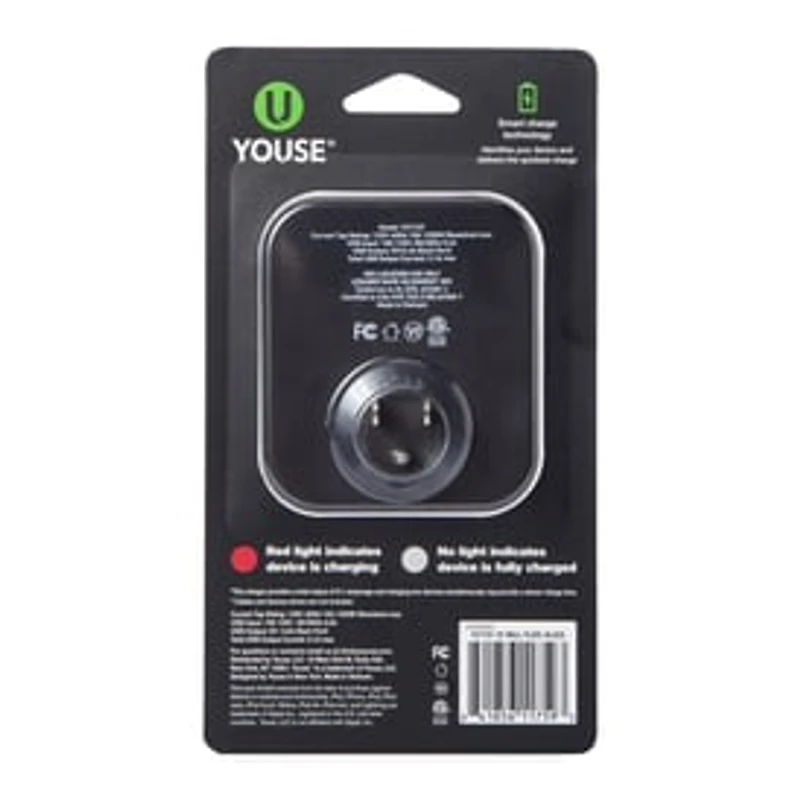 Dual USB Wall Charger With Outlet & Phone Holder 15W