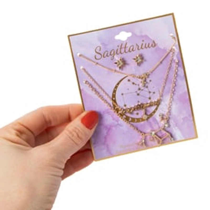 Astrology Charm Necklaces & Earrings 4-Piece Set - Sagittarius