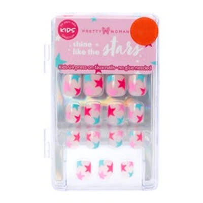 Pretty Woman Kid's Press On Faux Nails 24-Count - Shine Like The Stars