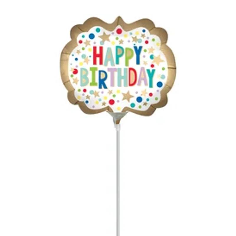 14in Happy Birthday Confetti Stick Balloon