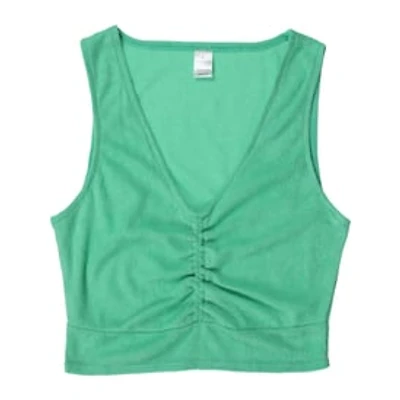 Green Terrycloth V-Neck Tank Top