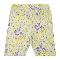 White Floral Bike Shorts