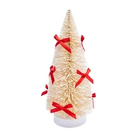 Christmas Brush Trees W/ Bows Décor