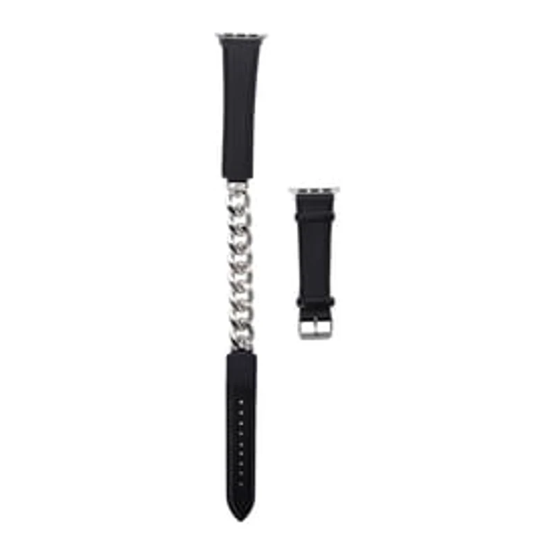 Faux Leather & Chain Double Wrap Strap For Apple Watch®