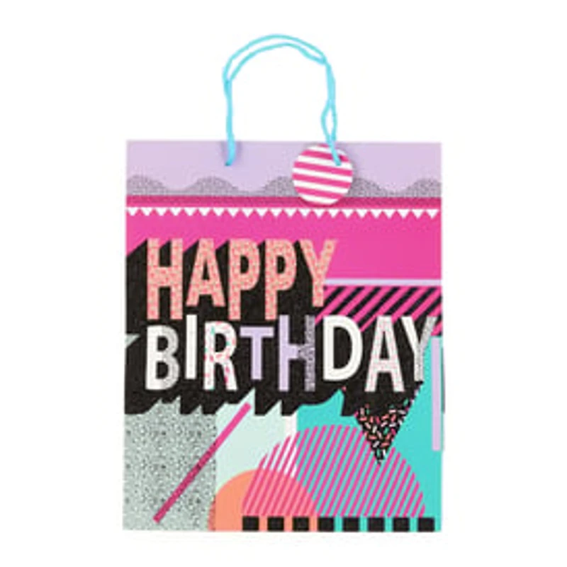 90's Glitter Party/Birthday Large Gift Bag 10in x 13in