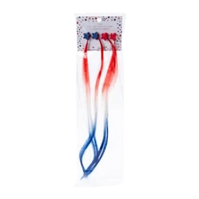 Americana Claw Clips With Faux Hair & Tinsel Extensions 4-Count