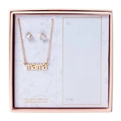 Mama Necklace & Earring Set With Removable Card