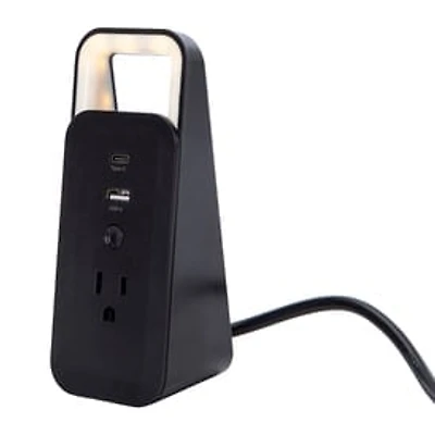 12W 3-In-1 Desktop Charging Station With Light - Black