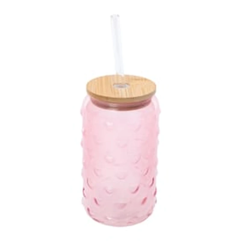 Textured Glass Tumbler With Lid 20oz