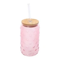 Textured Glass Tumbler With Lid 20oz
