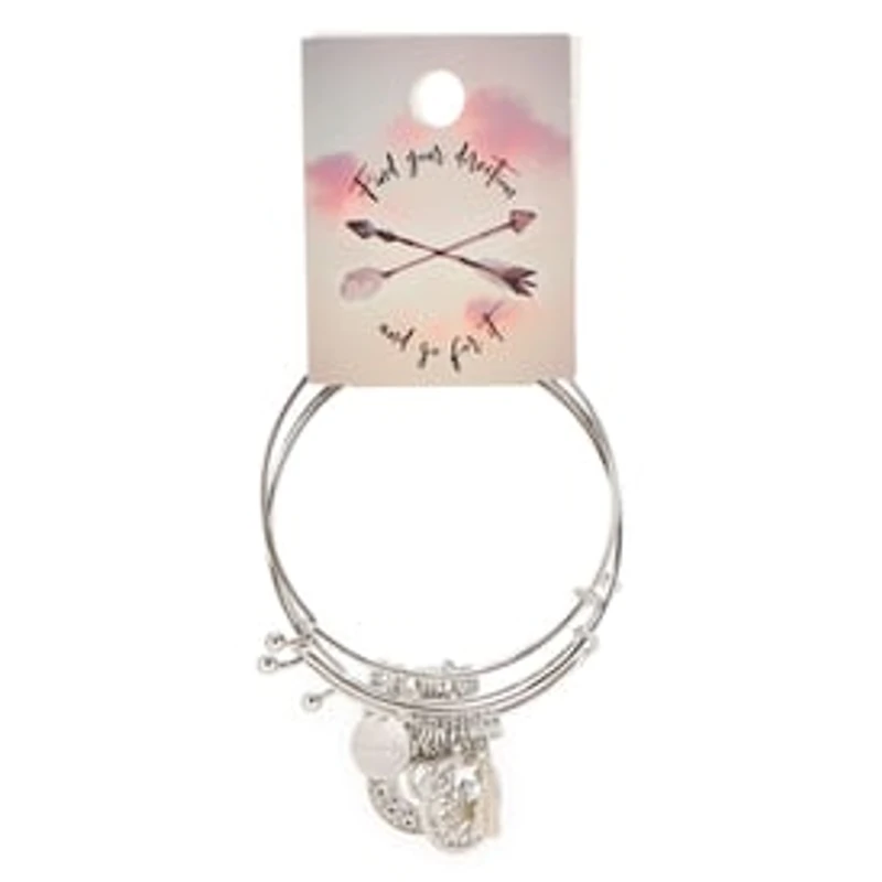 Celestial Silver Charm Bracelets 3-Count Set