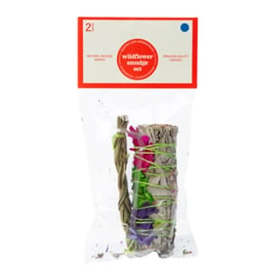 Organic Wildflower & Sweet Grass Smudge Stick Set 2-Count