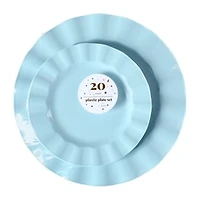 Blue Plastic Plate Set 20-Pack