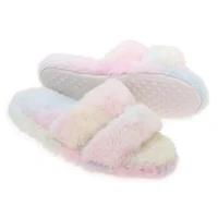 Ladies Faux Fur Slippers - Tie Dye