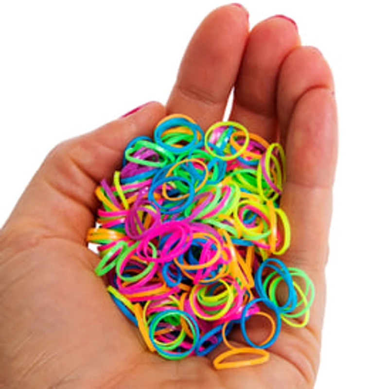 Mini Hair Rubber Bands, Neon Brights 500-Count
