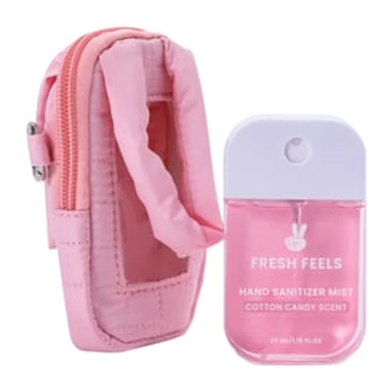 Fresh Feels Cotton Candy Scent Hand Sanitizer Mist With Holder Travel Set