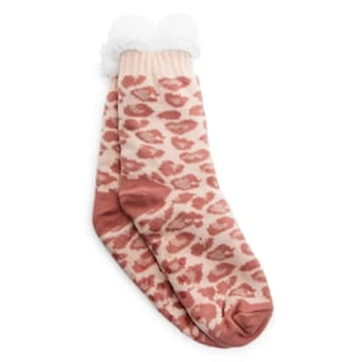Knit Print Slipper Socks w/ Sherpa Lining