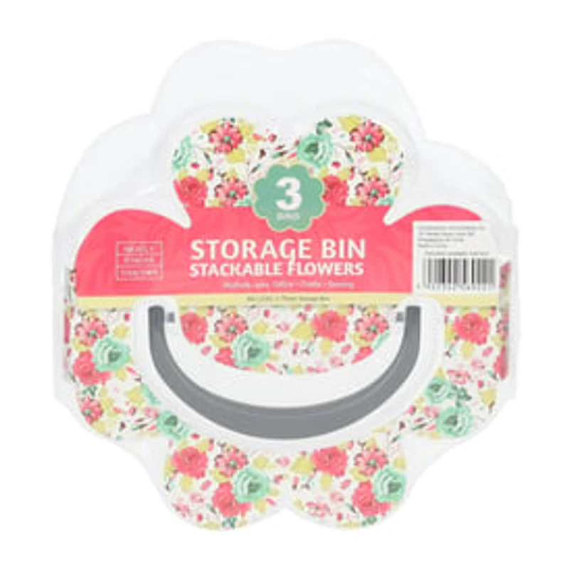 Stackable Flowers Storage Bin 3-Pack