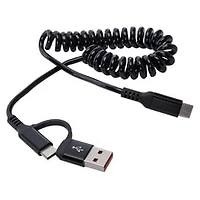 4ft USB-C Coiled Cable With USB-A Adapter 20W