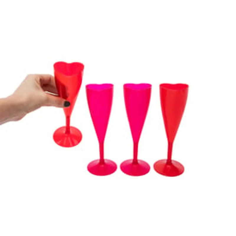 Plastic Heart Shape Wine Glasses 4-Pack