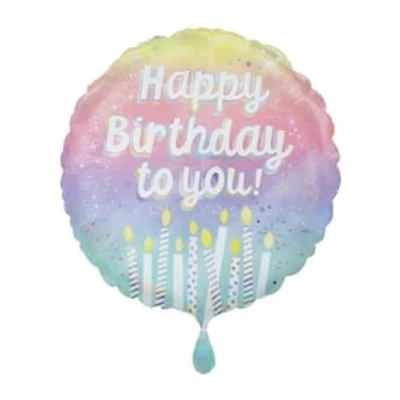 INFLATED Happy Birthday Candles Round Foil Balloon 18in