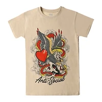 'Anti-Social' Heart & Skull Graphic Tee