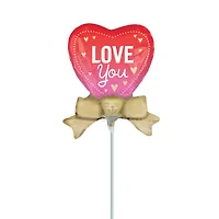 Love You Heart Pre-Inflated Stick Balloon 14in