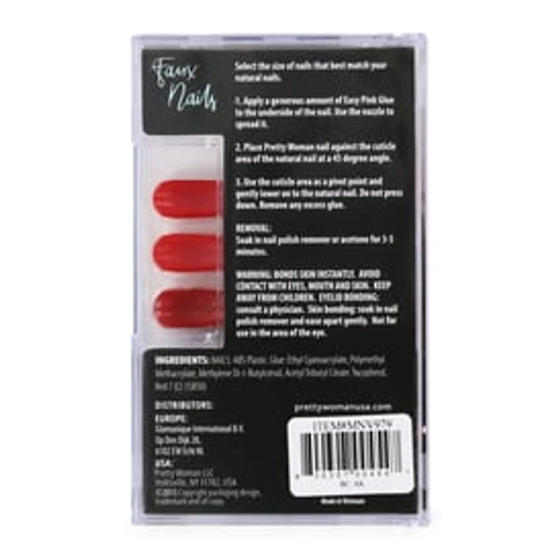 Pretty Woman Faux Nails Set - Red & Gold Glitter