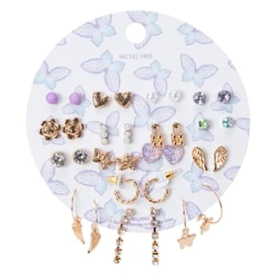 Studs & Dangly Earrings Set, 16 Pairs