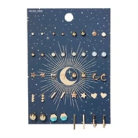 Evil Eye & Stars 20-Pair Silver Earrings Set