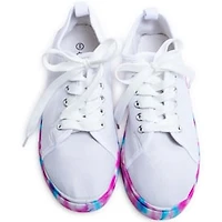 Ladies White Sneakers w/ Tie-Dye Sole