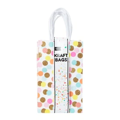 10-Count Small Kraft Gift Bags 8.35in X 5.2in - Dots