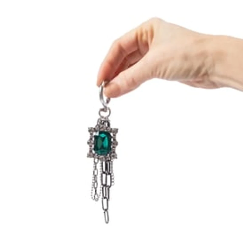 Charmed Green Gem Cluster Key Ring