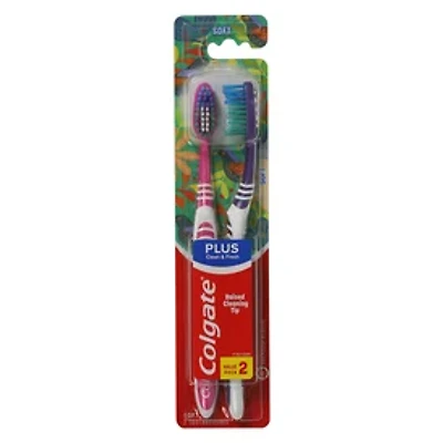Colgate® Plus Clean & Fresh Soft Toothbrushes 2-Count (Styles May Vary)