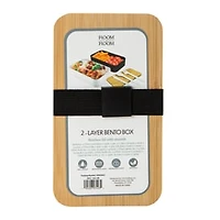 2-Layer Bento Box With Utensils 7.25in x 4in