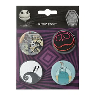 Disney Tim Burton's The Nightmare Before Christmas Pin Button Set 4-Count