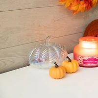 Etched Glass Pumpkin Decoration 6in