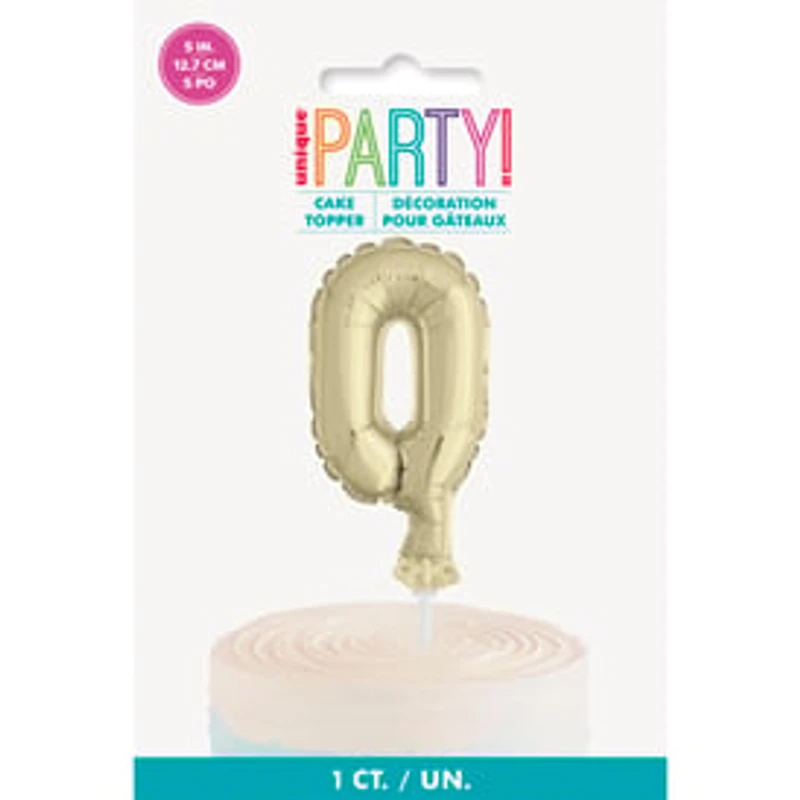 Gold Foil Number Balloon Cake Topper 5in