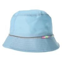 Blue Bucket Hat With Beaded Trim