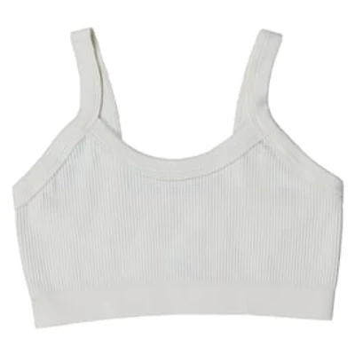 Cream Ribbed Scoop-Neck Bralette