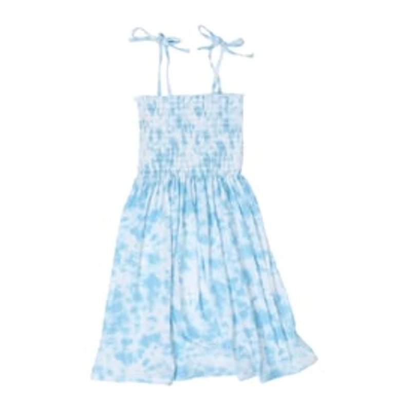 Blue Tie-Dye Smocked Sundress